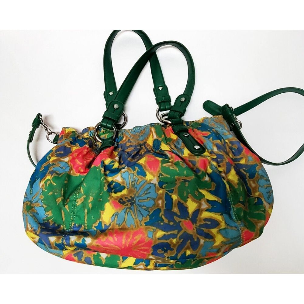 Nine West Handbag Colorful Batik Floral Pink/Teal/Yellow/Green 2 Handle Options